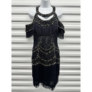 Vintage Mandalay Designs Black Flapper Dress Sequin Size 6